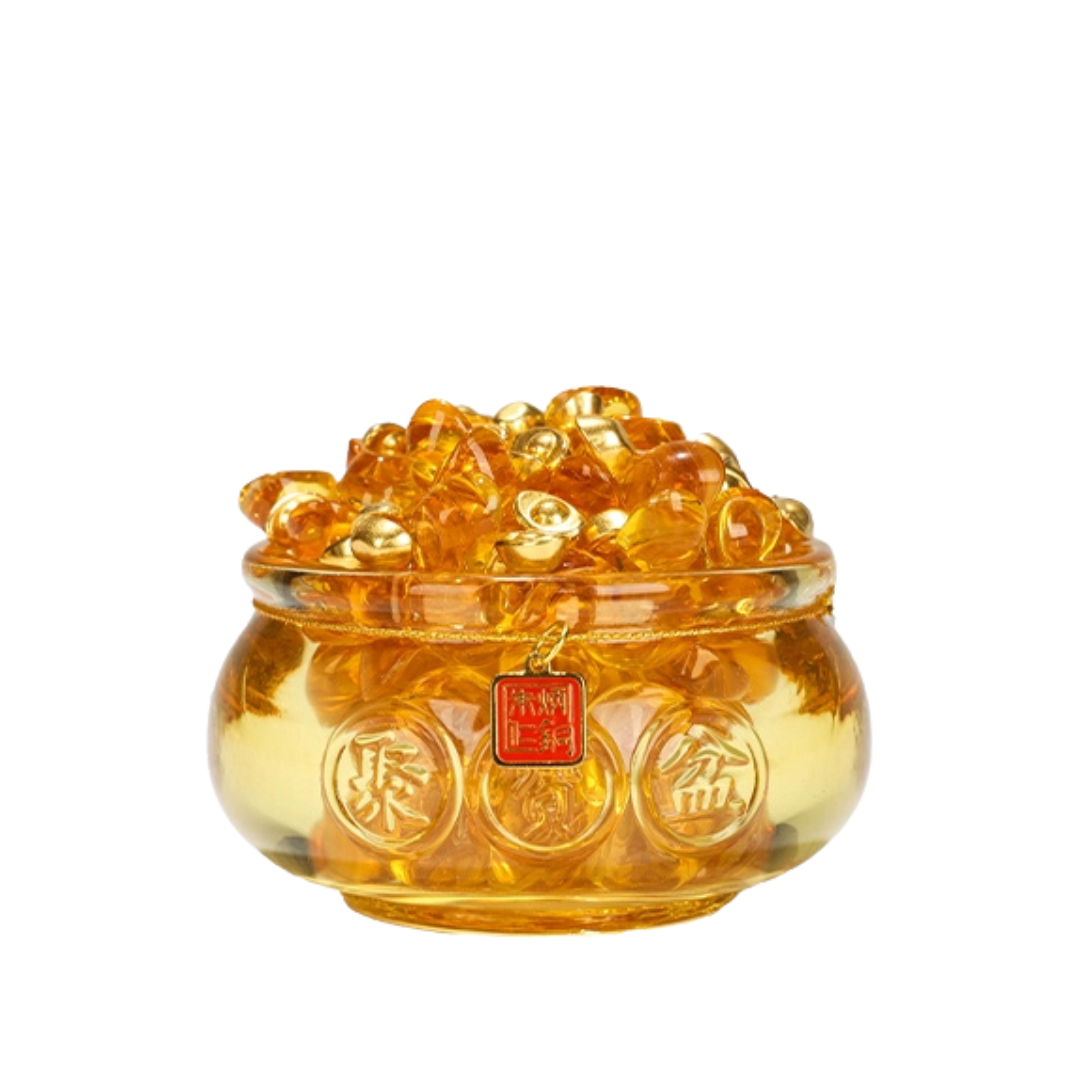 Premium Treasure Gathering Pot Desktop Decoration – Feng Shui Wealth and Prosperity Symbol – Elegant Home or Office Decor